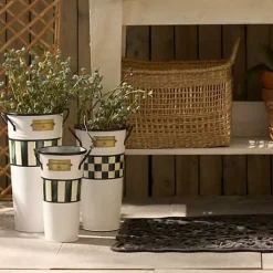 MacKenzie-Childs Spectator Galvanized Flower Buckets, Set of 3< Spring|Outdoor