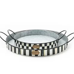 MacKenzie-Childs Spectator Galvanized Serving Trays, Set of 2< Bar Entertaining|Serveware