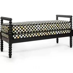 MacKenzie-Childs Spindle Check Outdoor Bench< Outdoor|Spring