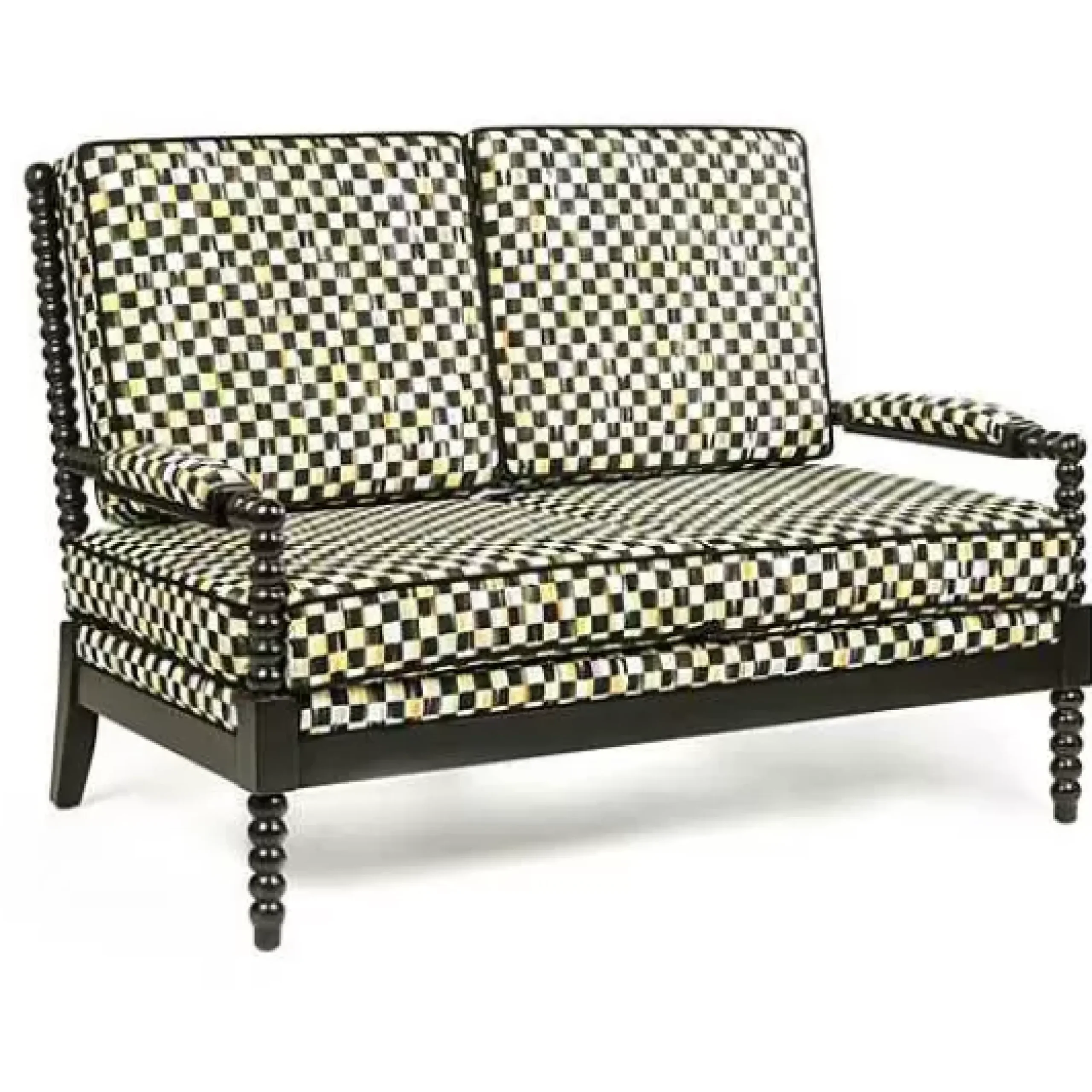 MacKenzie-Childs Spindle Check Outdoor Loveseat< Outdoor|Spring