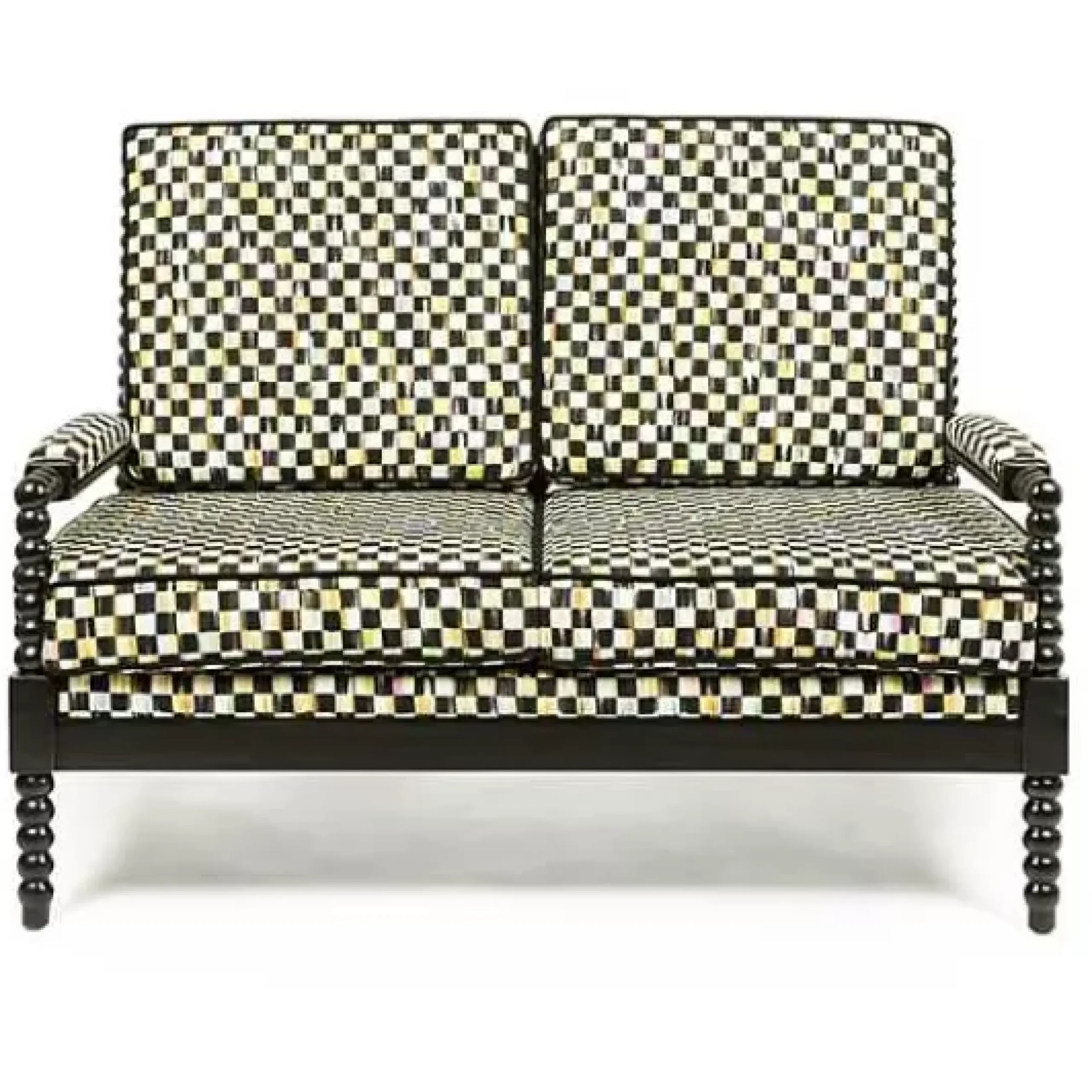 MacKenzie-Childs Spindle Check Outdoor Loveseat< Outdoor|Spring