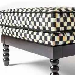 MacKenzie-Childs Spindle Check Outdoor Ottoman< Outdoor|Spring