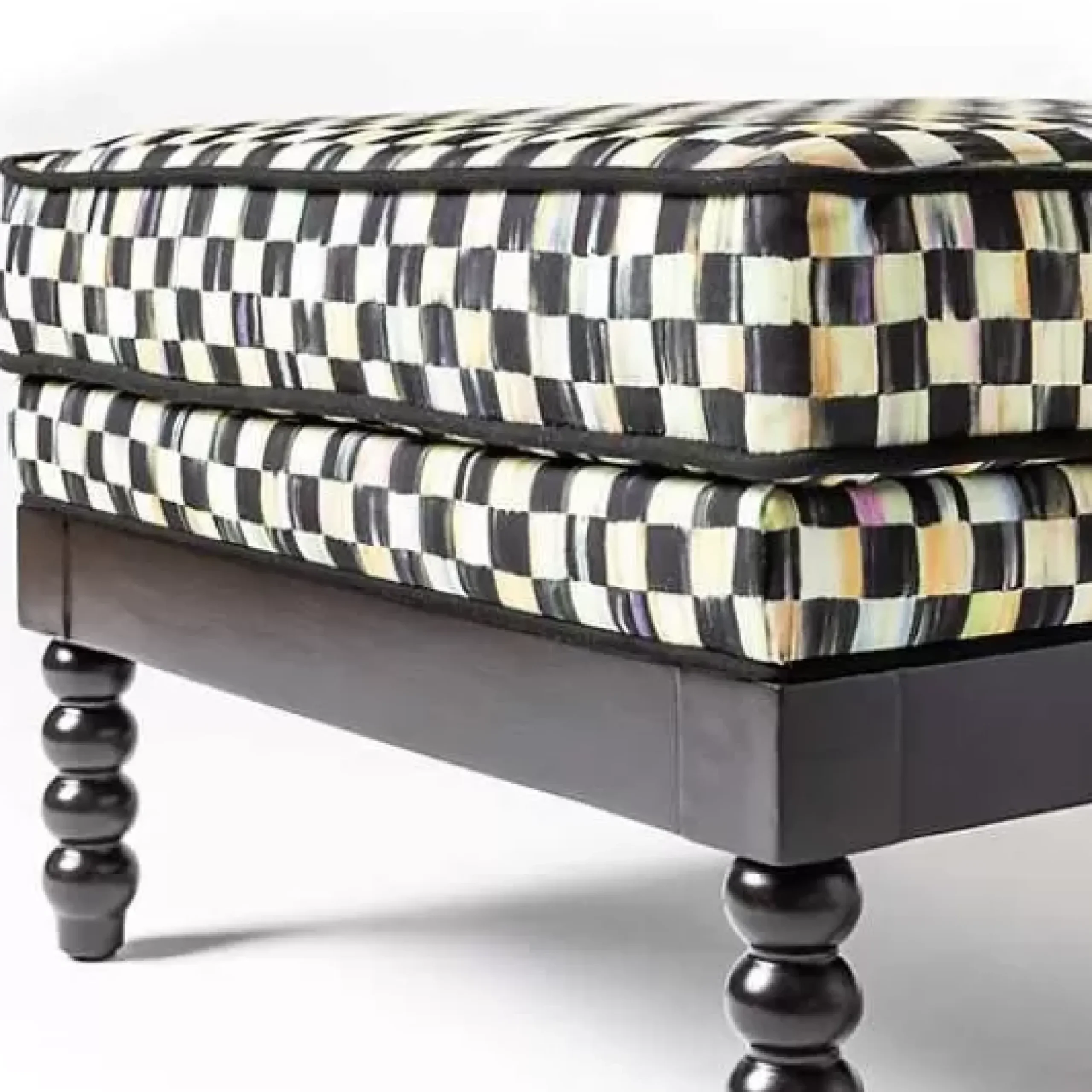 MacKenzie-Childs Spindle Check Outdoor Ottoman< Outdoor|Spring