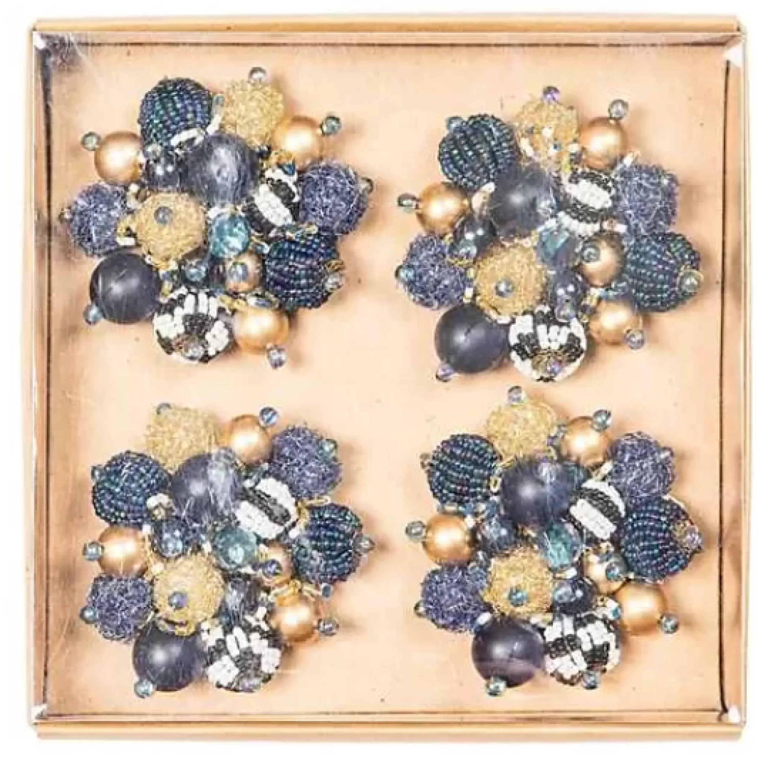 MacKenzie-Childs Starry Night Beaded Napkin Rings, Set of 4< Holiday|Kitchen & Dining Sets