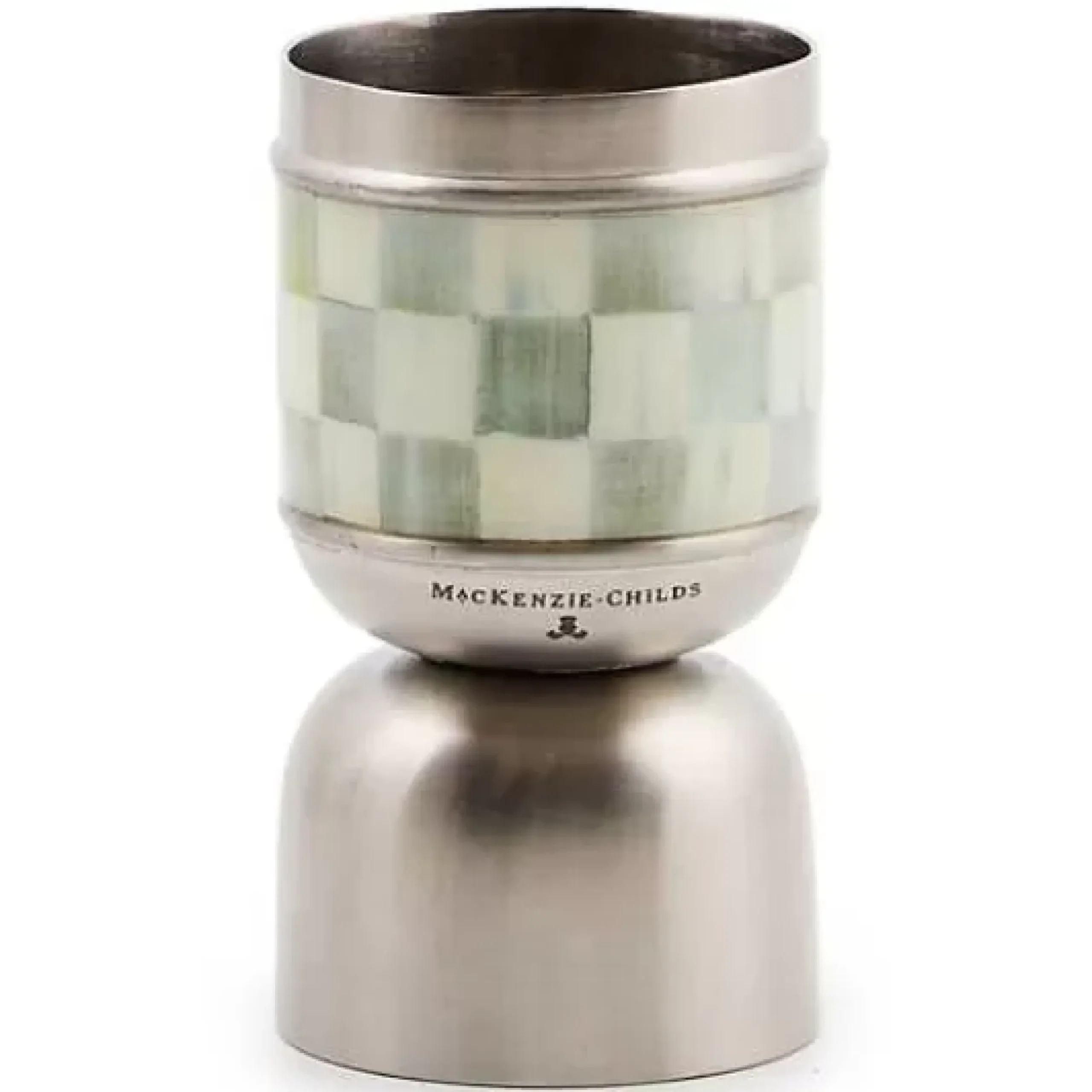 MacKenzie-Childs Sterling Check 3260 Jigger< Fall Entertaining|Bar Entertaining