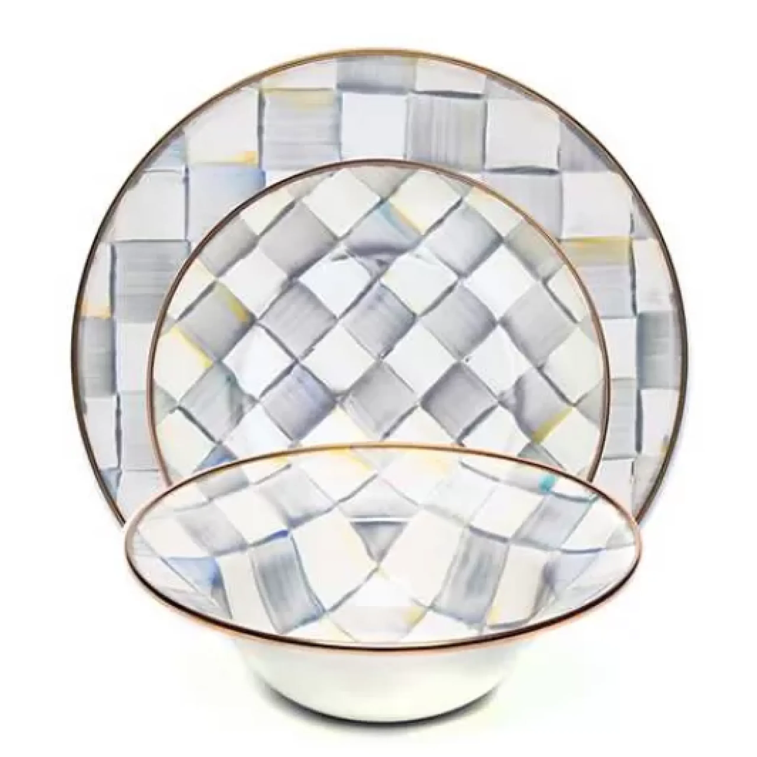 MacKenzie-Childs Sterling Check 3 Piece Place Setting< Kitchen & Dining Sets|Dinnerware & Flatware