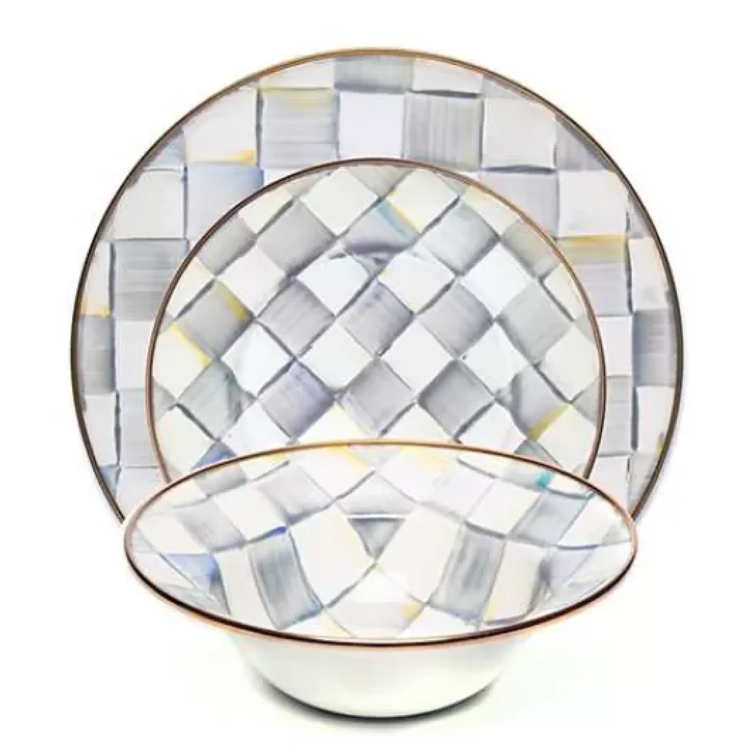 MacKenzie-Childs Sterling Check 3 Piece Place Setting< Kitchen & Dining Sets|Dinnerware & Flatware