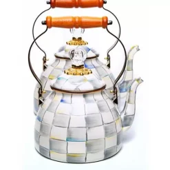 MacKenzie-Childs Sterling Check 3 Quart Tea Kettle< Fall Entertaining|Tea Kettles