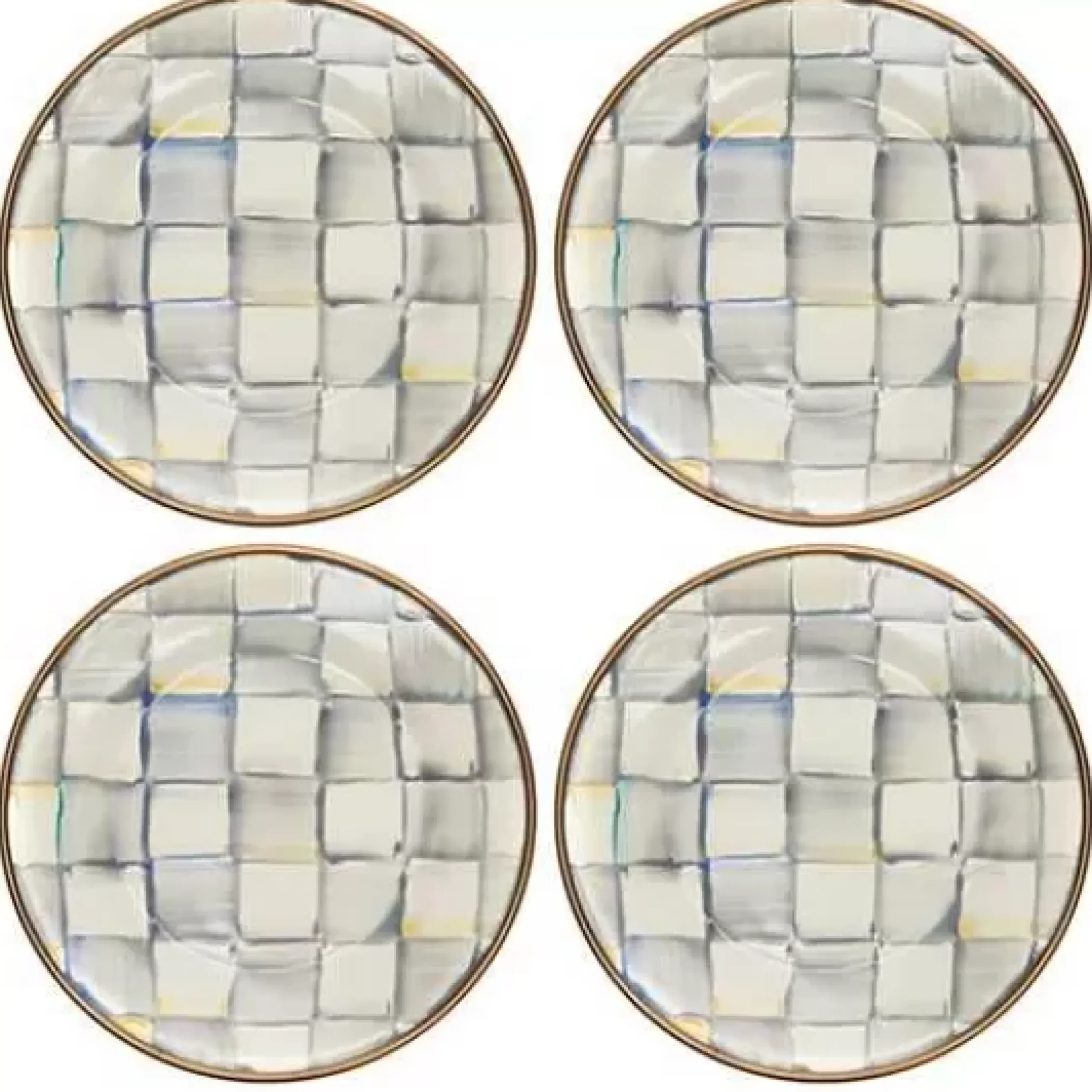 MacKenzie-Childs Sterling Check Appetizer Plates, Set of 4< Bar Entertaining|Serveware