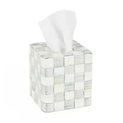 MacKenzie-Childs Sterling Check Boutique Tissue Box Cover< Bath & Bath Accessories|Room Accents