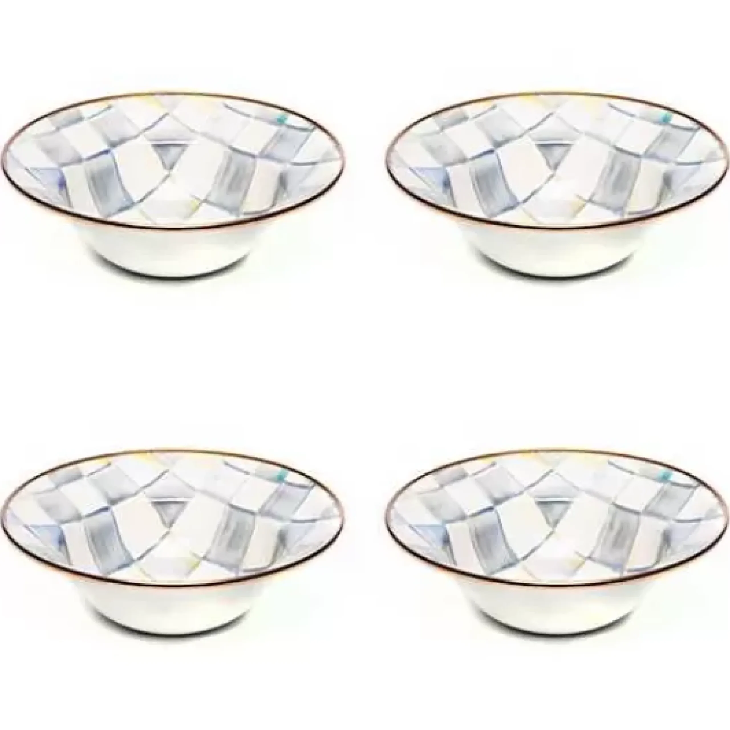 MacKenzie-Childs Sterling Check Breakfast Bowls, Set of 4< Kitchen & Dining Sets|Dinnerware & Flatware