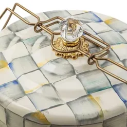 MacKenzie-Childs Sterling Check Cake Carrier< Kitchen Storage & Organization|Serveware