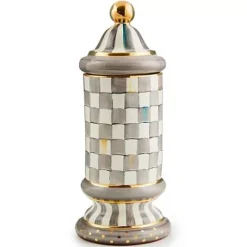 MacKenzie-Childs Sterling Check Ceramic Column Canister< Kitchen Storage & Organization