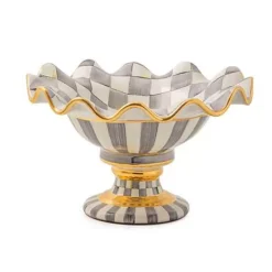 MacKenzie-Childs Sterling Check Ceramic Compote< Serveware