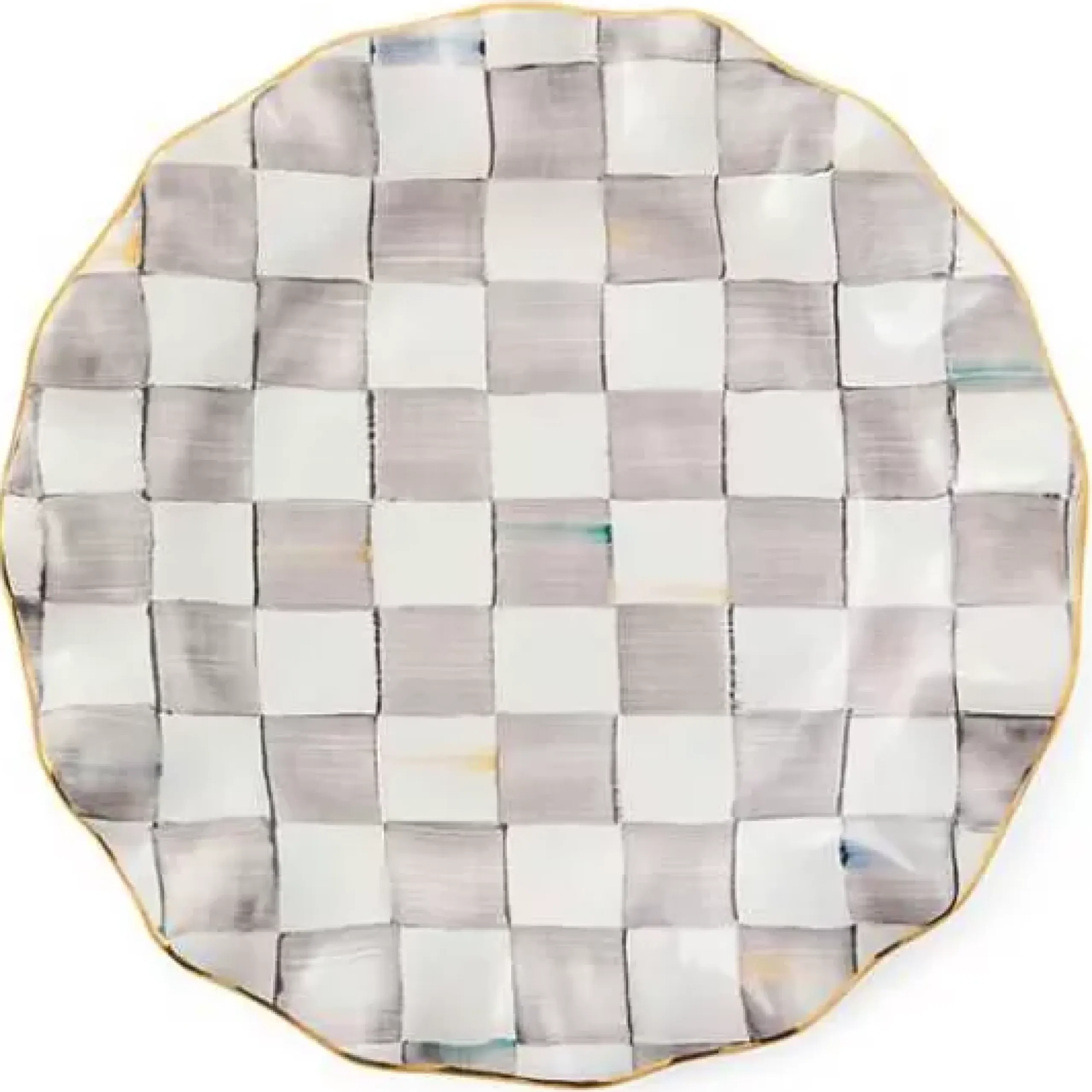 MacKenzie-Childs Sterling Check Ceramic Fluted Dinner Plate< Dinnerware & Flatware