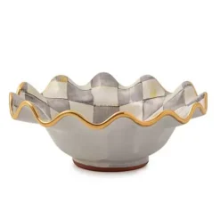 MacKenzie-Childs Sterling Check Ceramic Fluted Breakfast Bowl< Dinnerware & Flatware