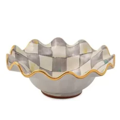 MacKenzie-Childs Sterling Check Ceramic Fluted Breakfast Bowl< Dinnerware & Flatware