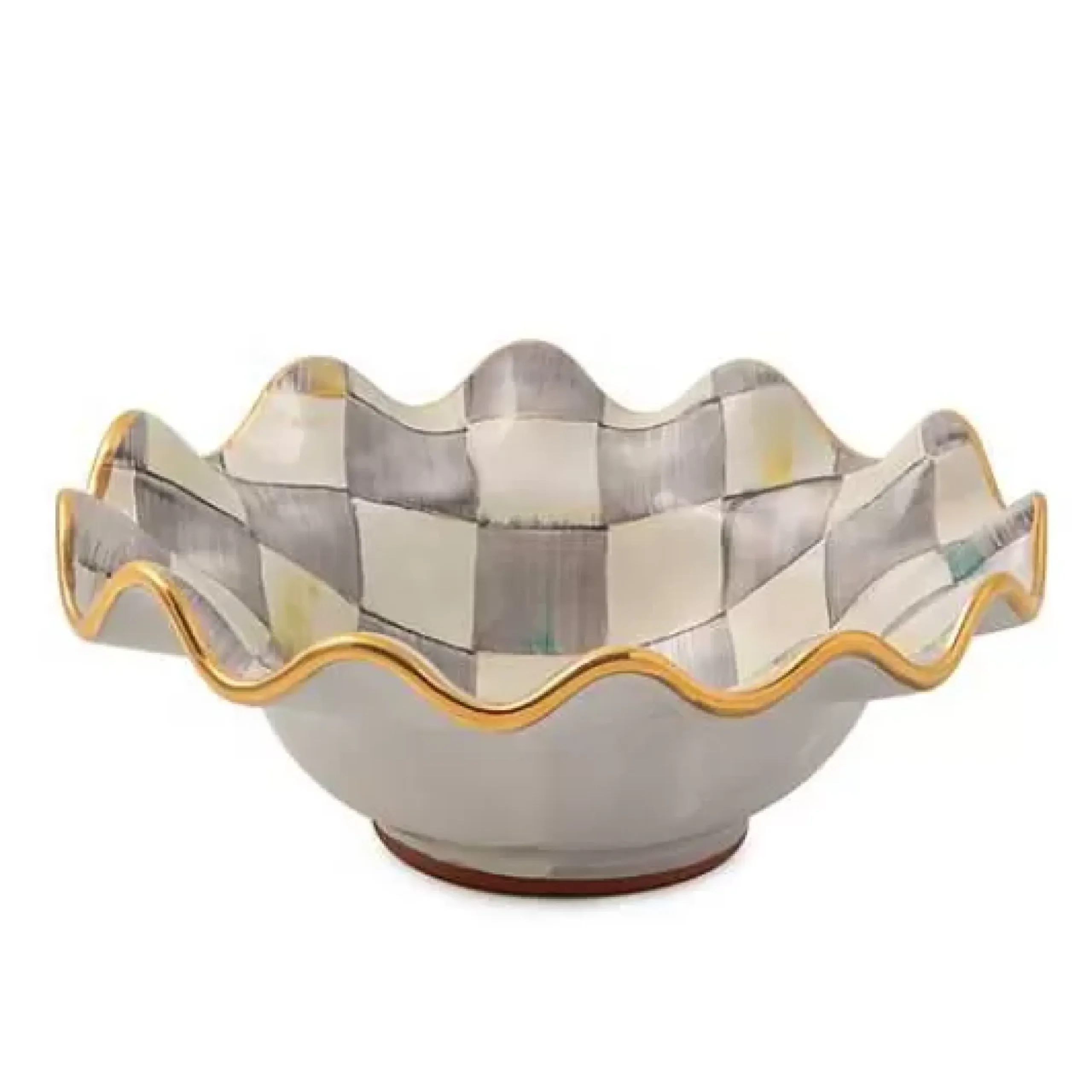 MacKenzie-Childs Sterling Check Ceramic Fluted Breakfast Bowl< Dinnerware & Flatware