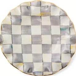 MacKenzie-Childs Sterling Check Ceramic Fluted Dessert Plate< Dinnerware & Flatware