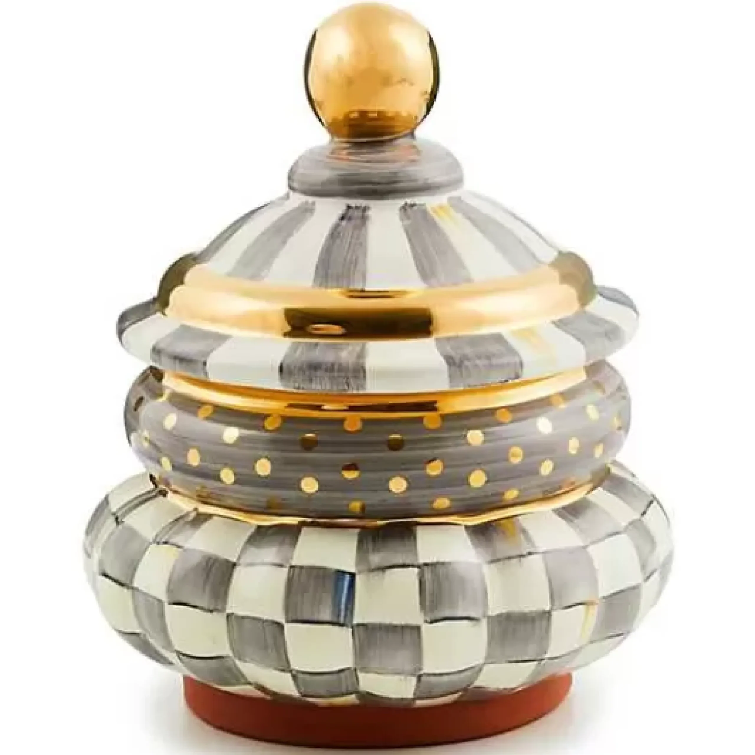 MacKenzie-Childs Sterling Check Ceramic Groovy Canister< Kitchen Storage & Organization