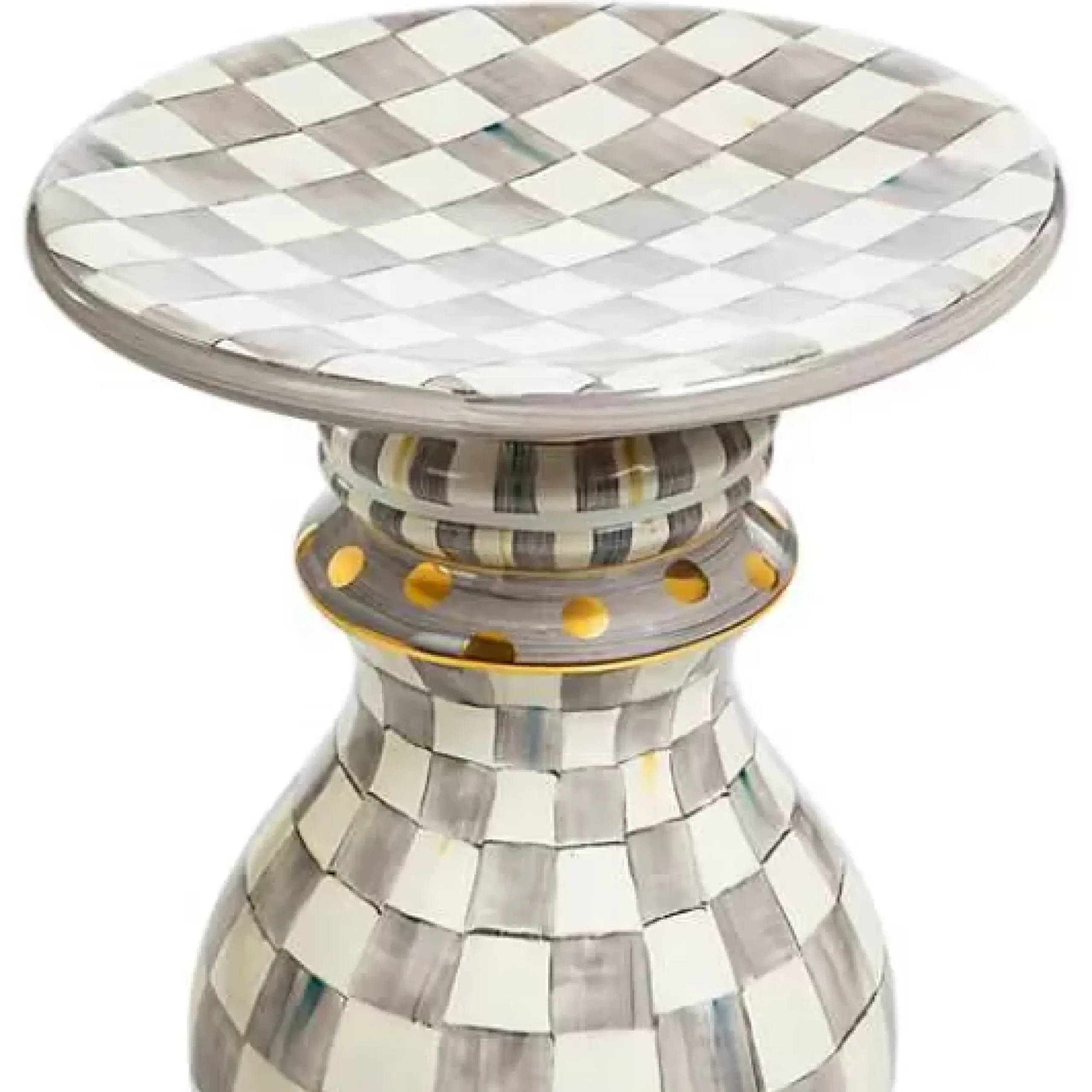 MacKenzie-Childs Sterling Check Ceramic Pedestal Table Base< Dining Room & Kitchen