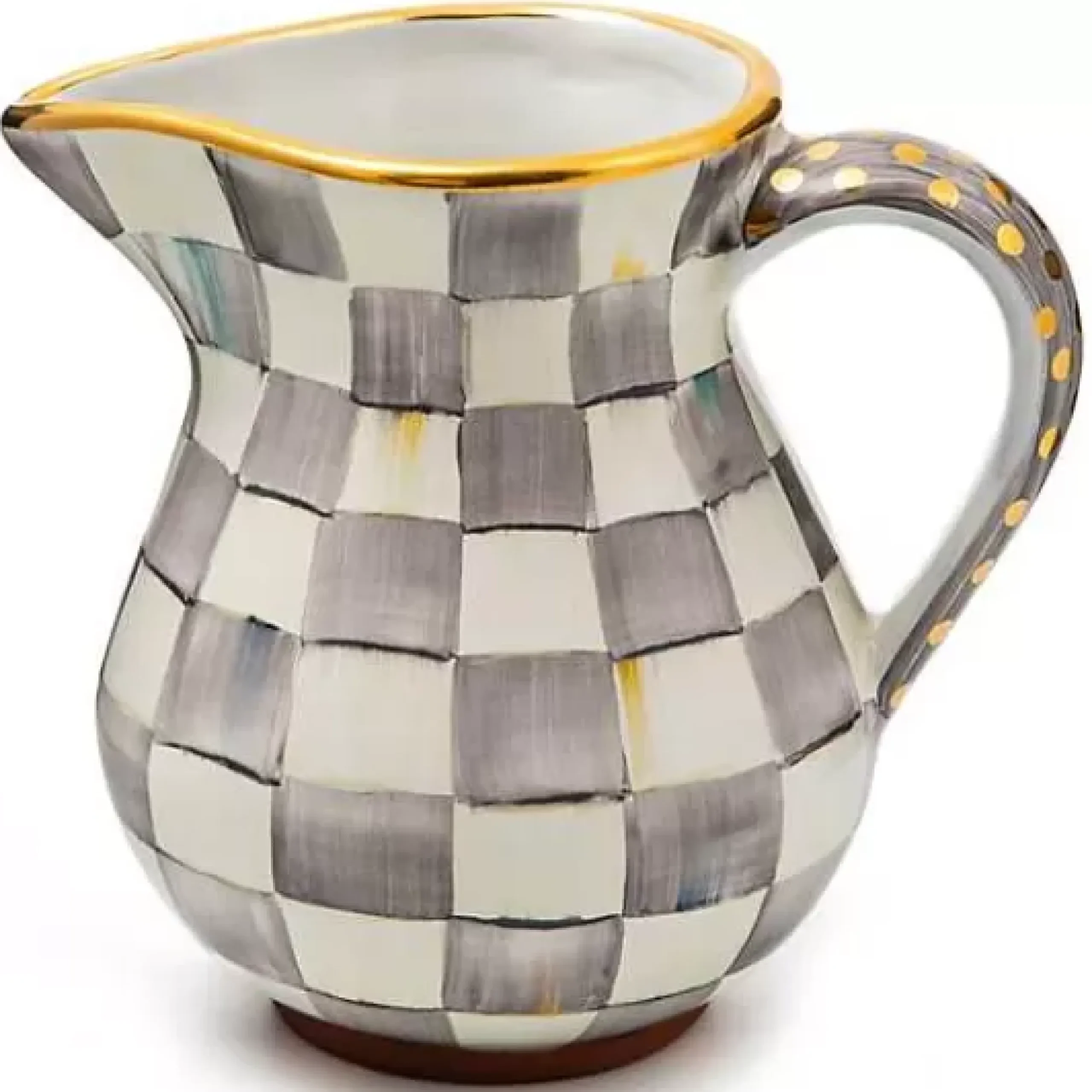 MacKenzie-Childs Sterling Check Ceramic Portly Pitcher< Bar Entertaining|Serveware