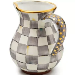 MacKenzie-Childs Sterling Check Ceramic Portly Pitcher< Bar Entertaining|Serveware