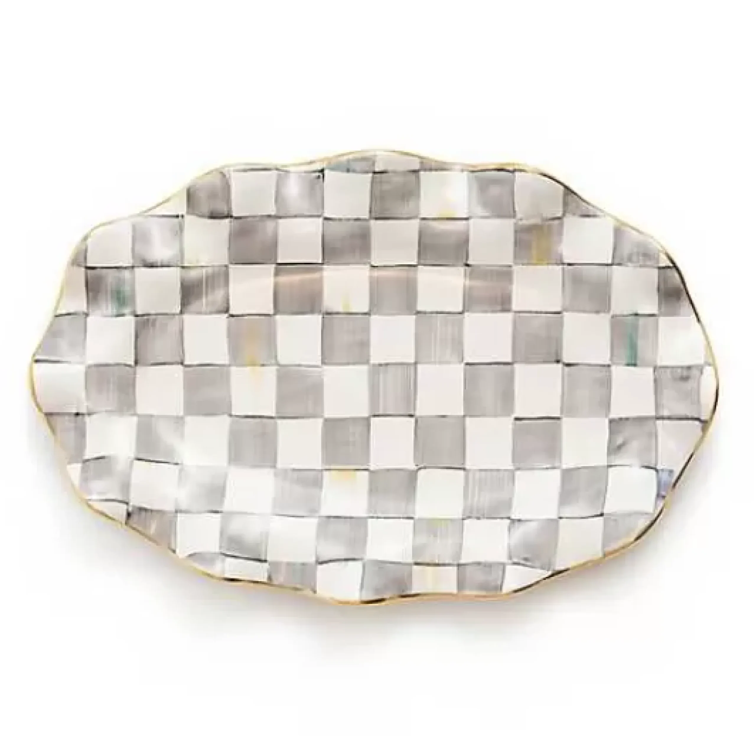 MacKenzie-Childs Sterling Check Ceramic Serving Platter< Serveware