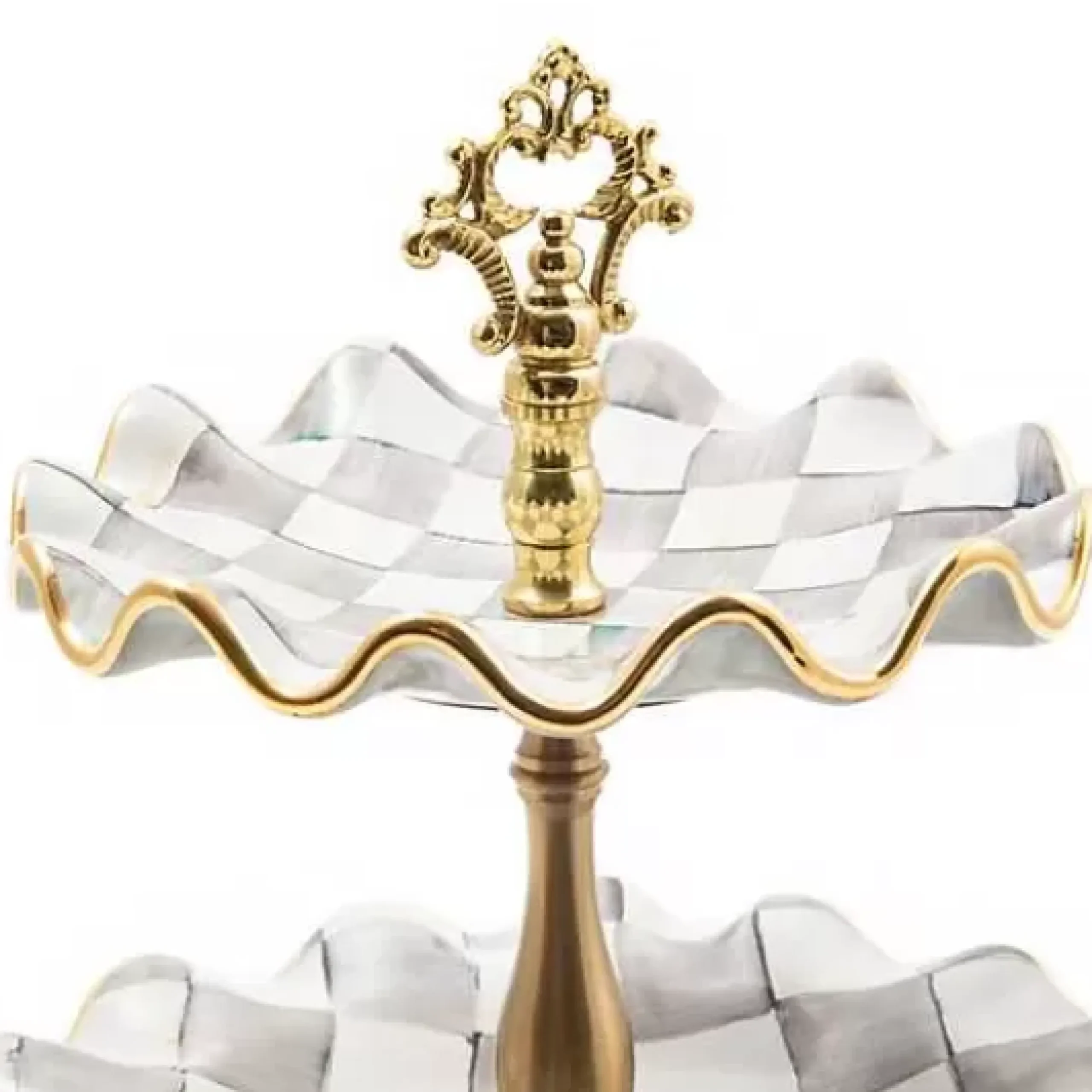 MacKenzie-Childs Sterling Check Ceramic Three Tier Sweet Stand< Bar Entertaining|Serveware