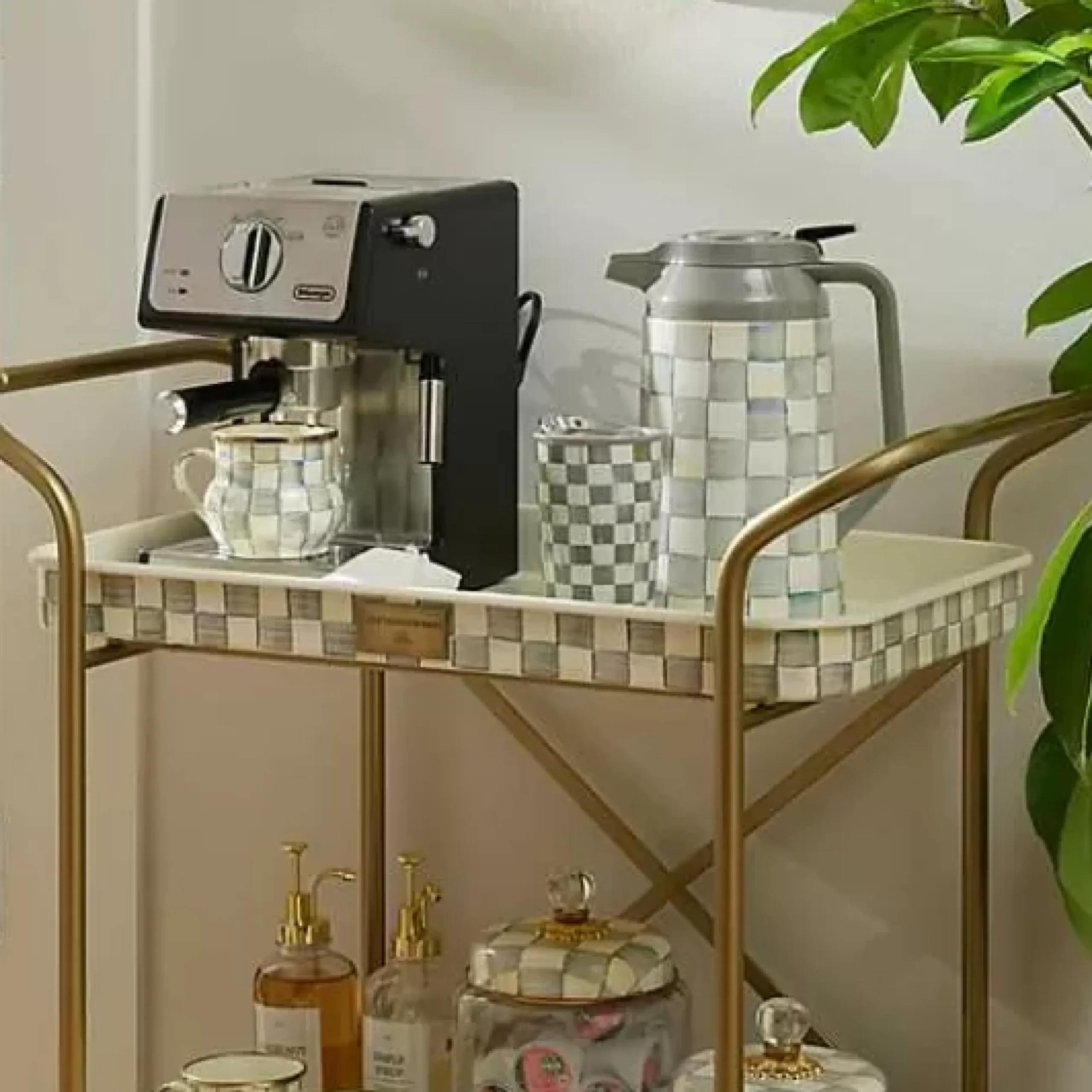 MacKenzie-Childs Sterling Check Ceramic Travel Cup< Accessories|The Coffee Shop