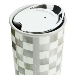MacKenzie-Childs Sterling Check Ceramic Travel Cup< Accessories|The Coffee Shop