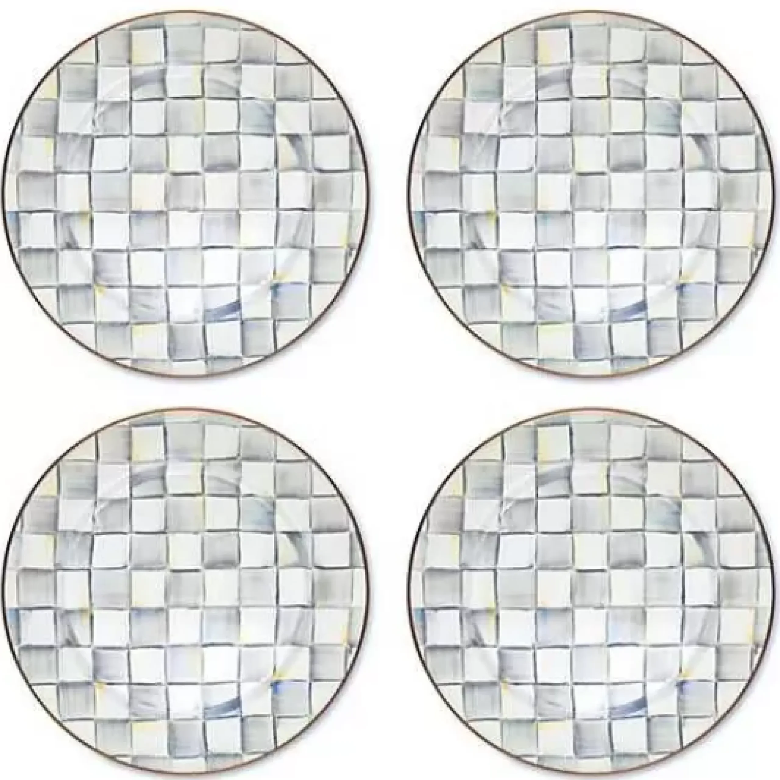 MacKenzie-Childs Sterling Check Chargers, Set of 4< Kitchen & Dining Sets|Fall Entertaining