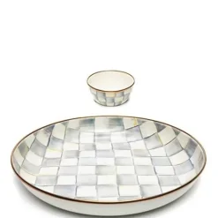 MacKenzie-Childs Sterling Check Chip  Dip Set< Kitchen & Dining Sets|Serveware