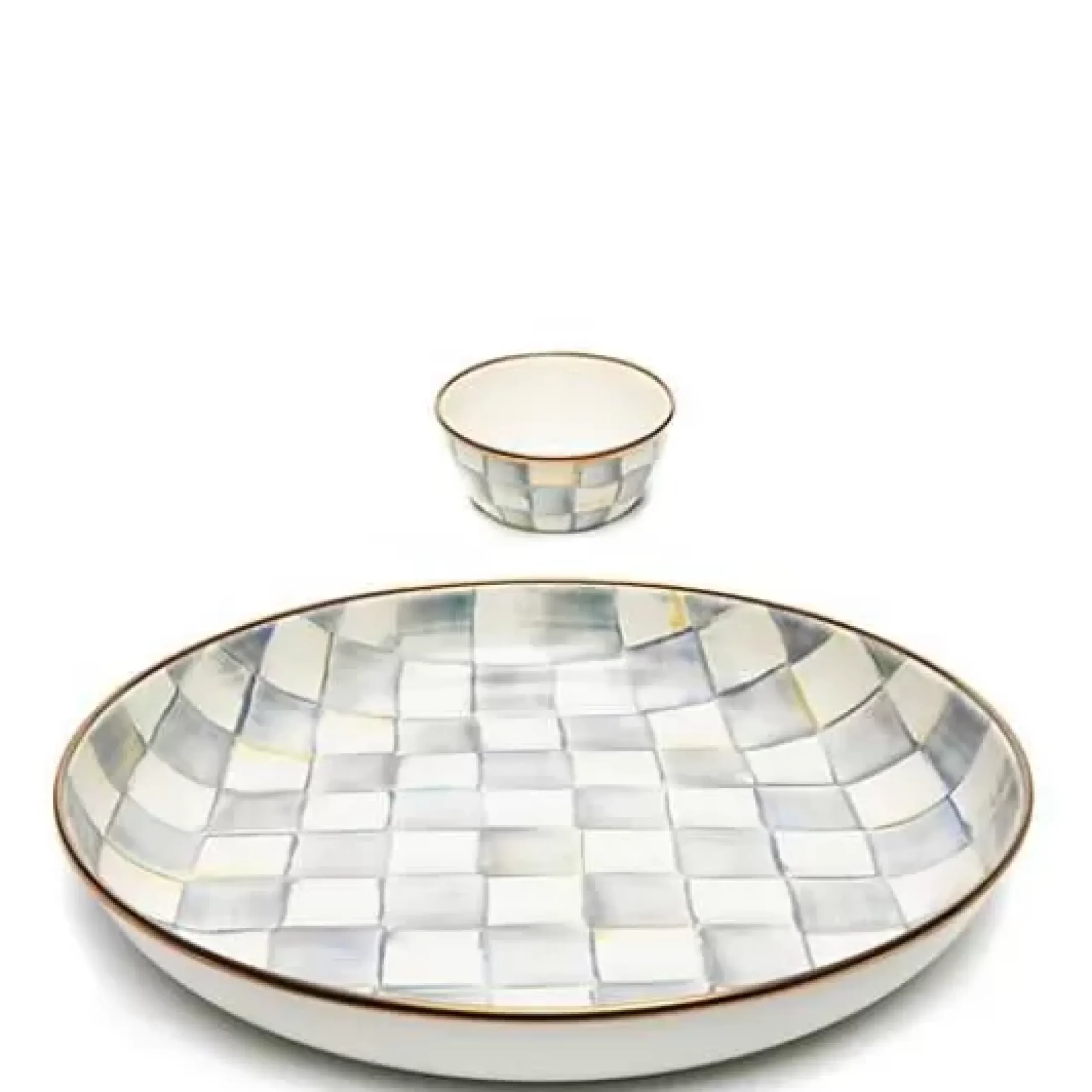 MacKenzie-Childs Sterling Check Chip Dip Set< Kitchen & Dining Sets|Serveware