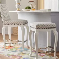 MacKenzie-Childs Sterling Check Counter Stool< Dining Room & Kitchen