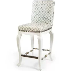 MacKenzie-Childs Sterling Check Counter Stool with Back< Dining Room & Kitchen