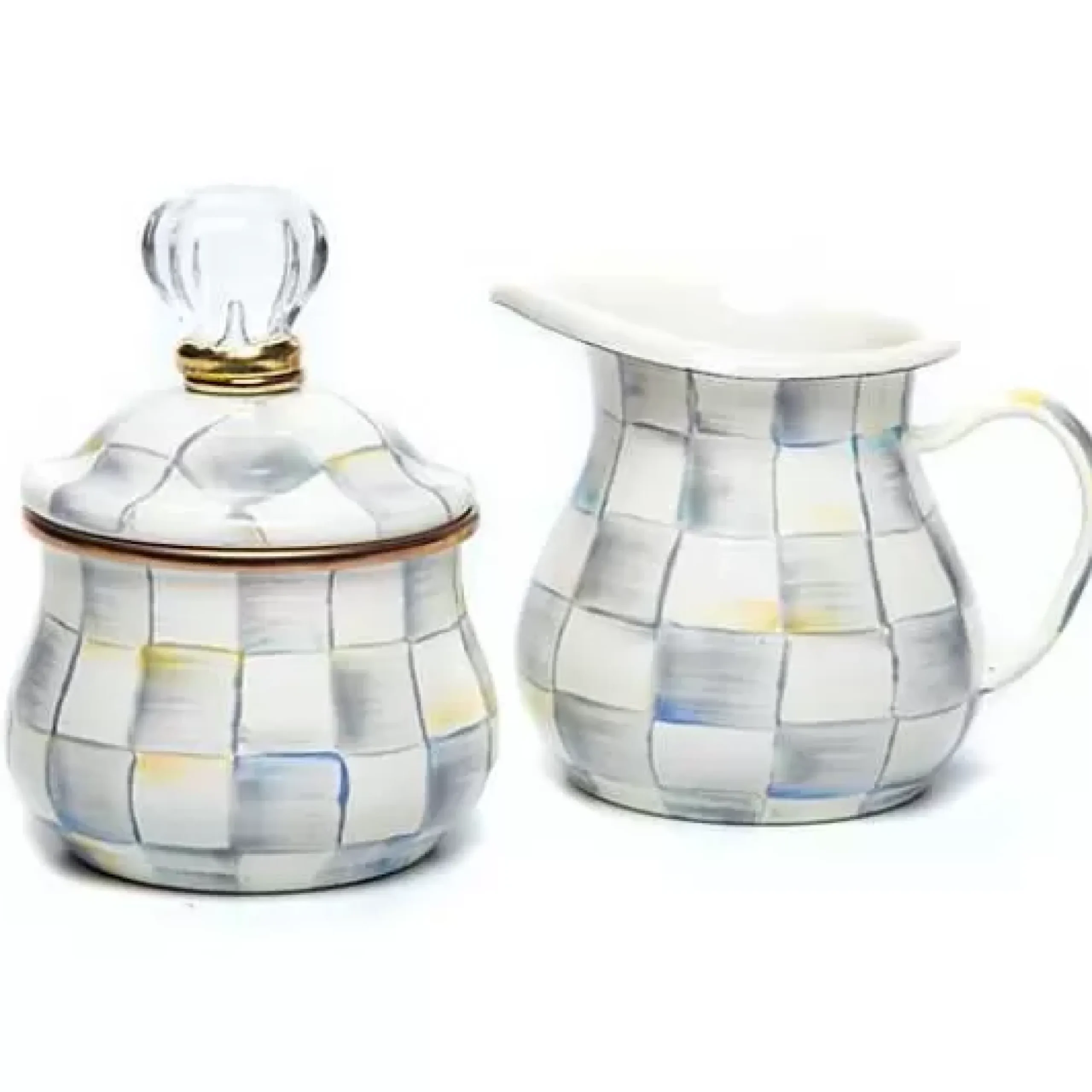 MacKenzie-Childs Sterling Check Creamer Sugar Bowl Set< Kitchen & Dining Sets|The Coffee Shop