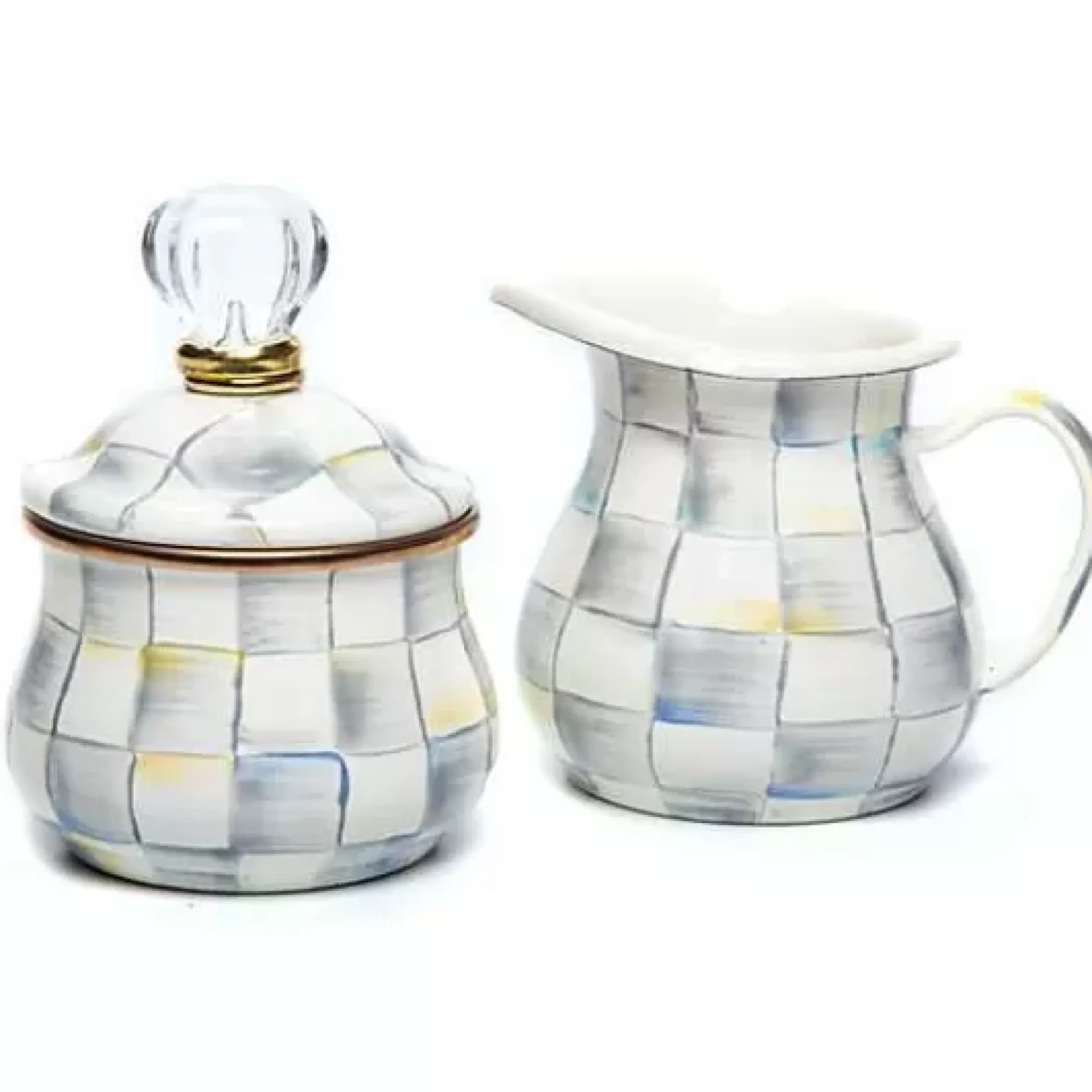 MacKenzie-Childs Sterling Check Creamer Sugar Bowl Set< Kitchen & Dining Sets|The Coffee Shop