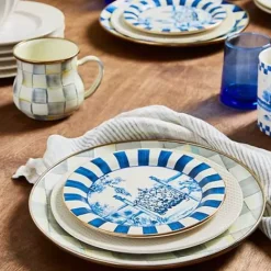 MacKenzie-Childs Sterling Check Dinner Plate< Dinnerware & Flatware