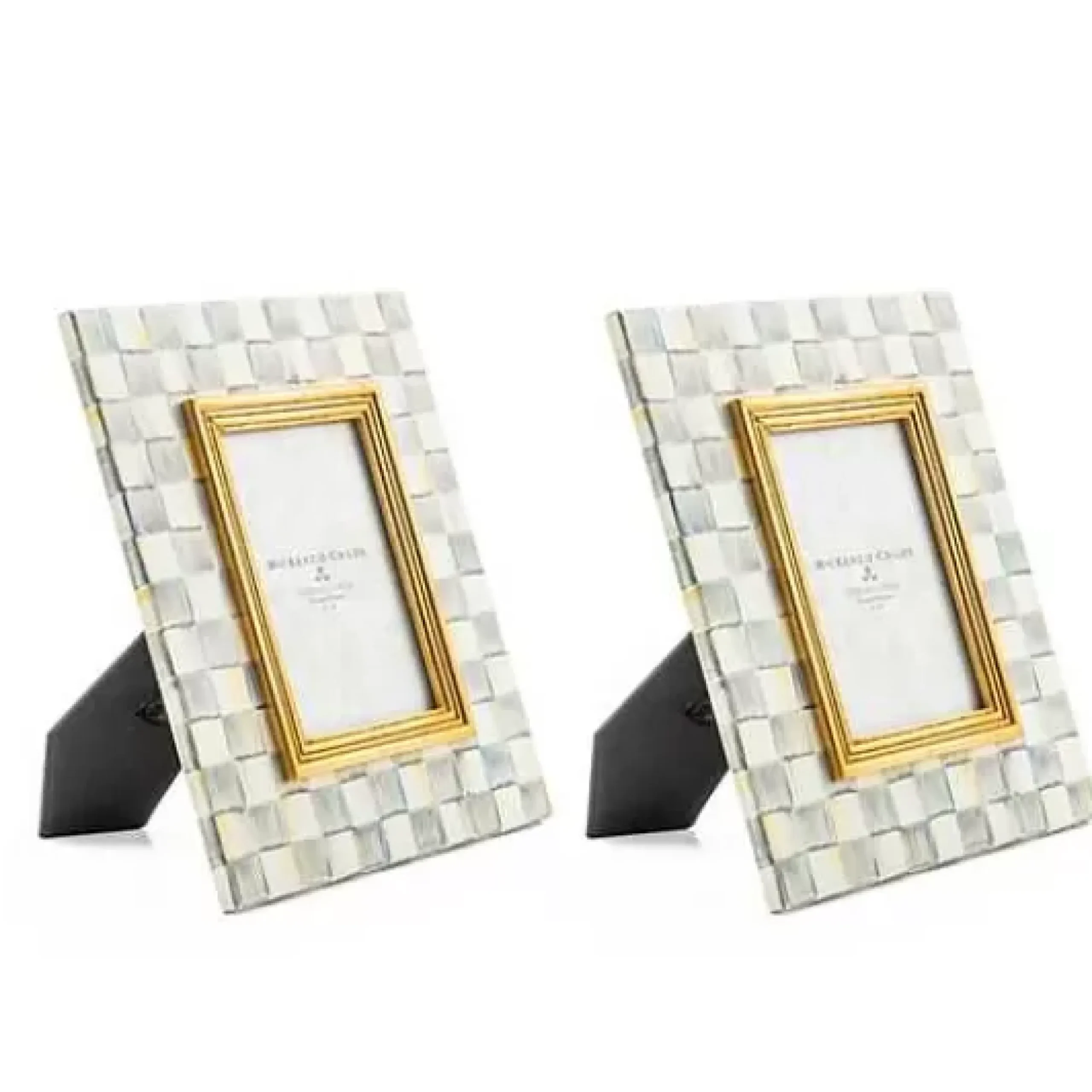 MacKenzie-Childs Sterling Check Enamel 4 x 6 Frames, Set of 2< Decor Sets|Room Accents