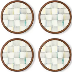 MacKenzie-Childs Sterling Check Enamel Coasters, Set of 4< Fall Entertaining|Table Accessories
