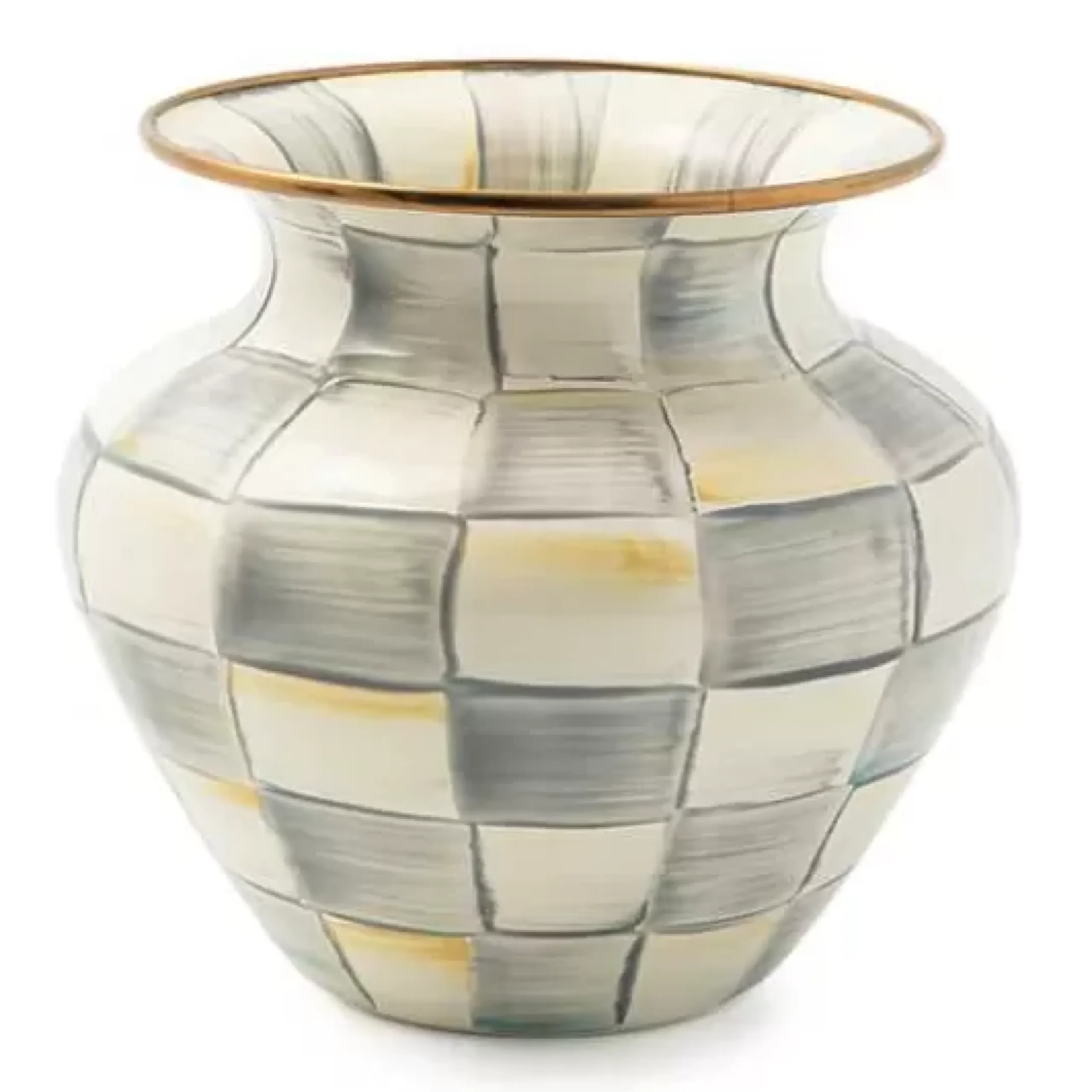MacKenzie-Childs Sterling Check Enamel Large Vase< Spring|Greenery & Florals