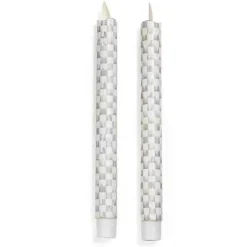 MacKenzie-Childs Sterling Check Flicker Dinner Candles, Set of 2< Holiday|Candles & Fragrances