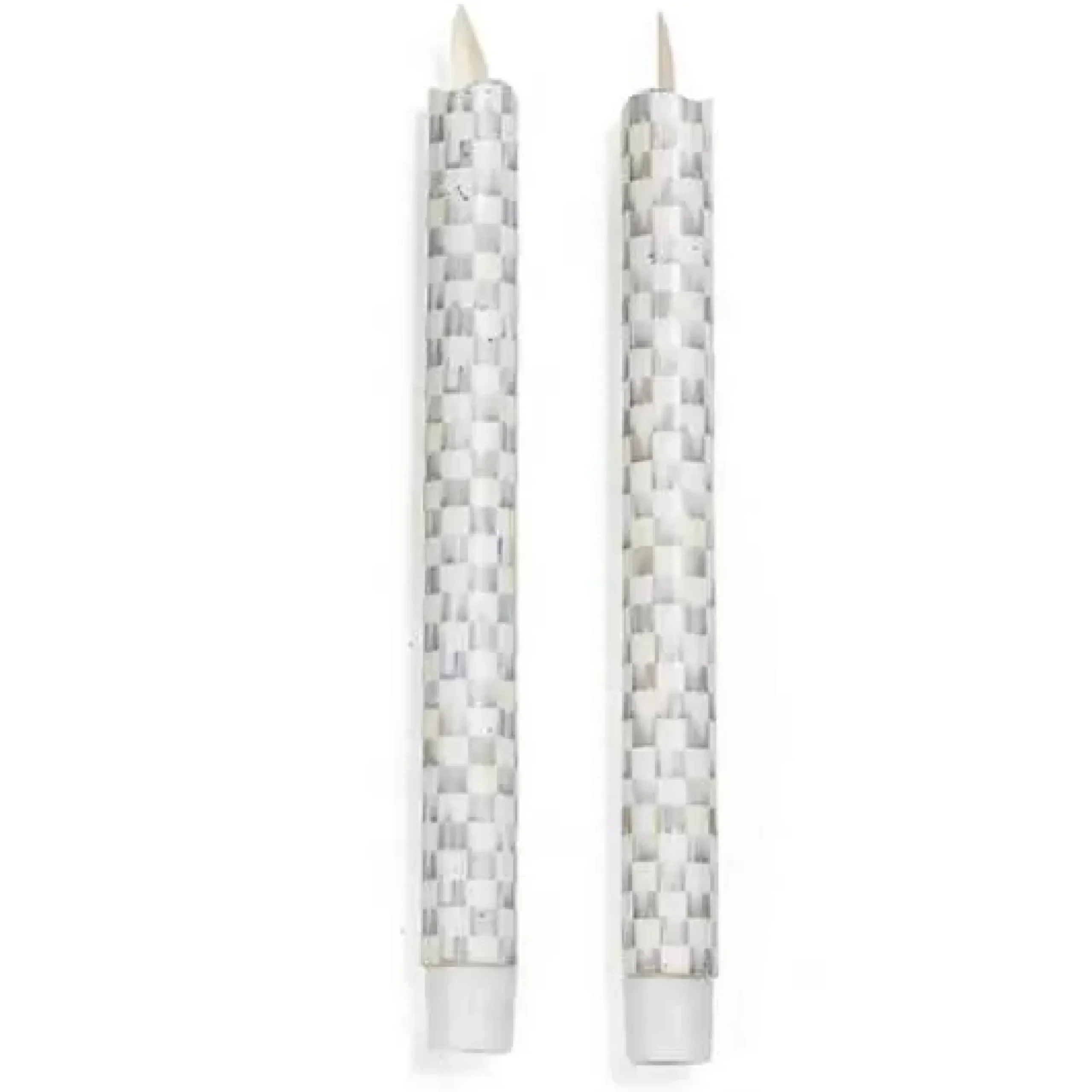 MacKenzie-Childs Sterling Check Flicker Dinner Candles, Set of 2< Holiday|Candles & Fragrances