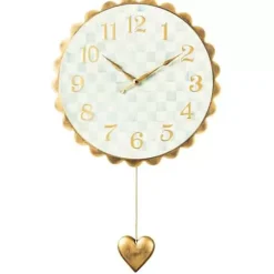 MacKenzie-Childs Sterling Check Heart Pendant Wall Clock< Room Accents
