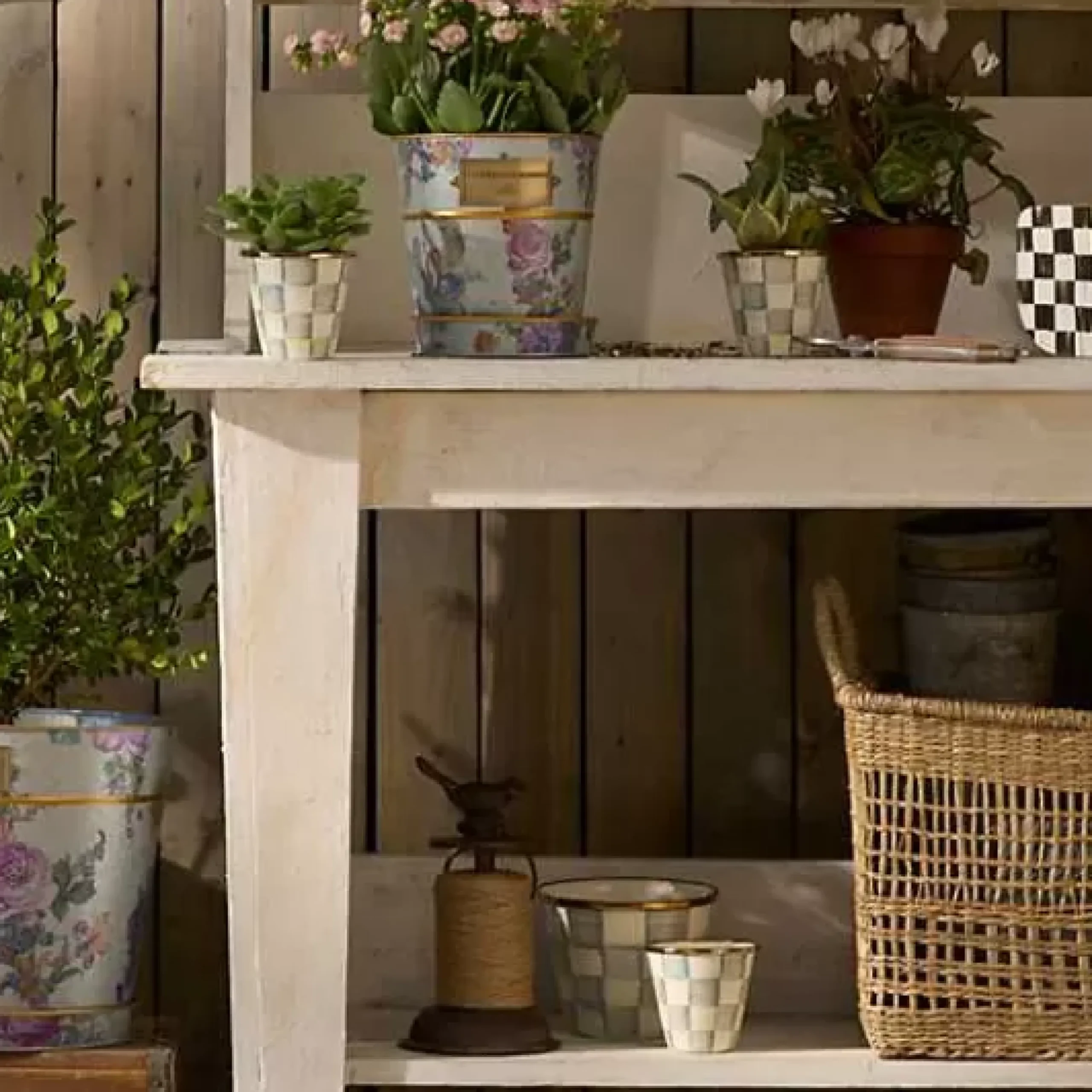 MacKenzie-Childs Sterling Check Herb Pots, Set of 3< Spring|The Fall Shop