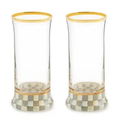 MacKenzie-Childs Sterling Check Highball Glass, Set of 2< Kitchen & Dining Sets|Fall Entertaining