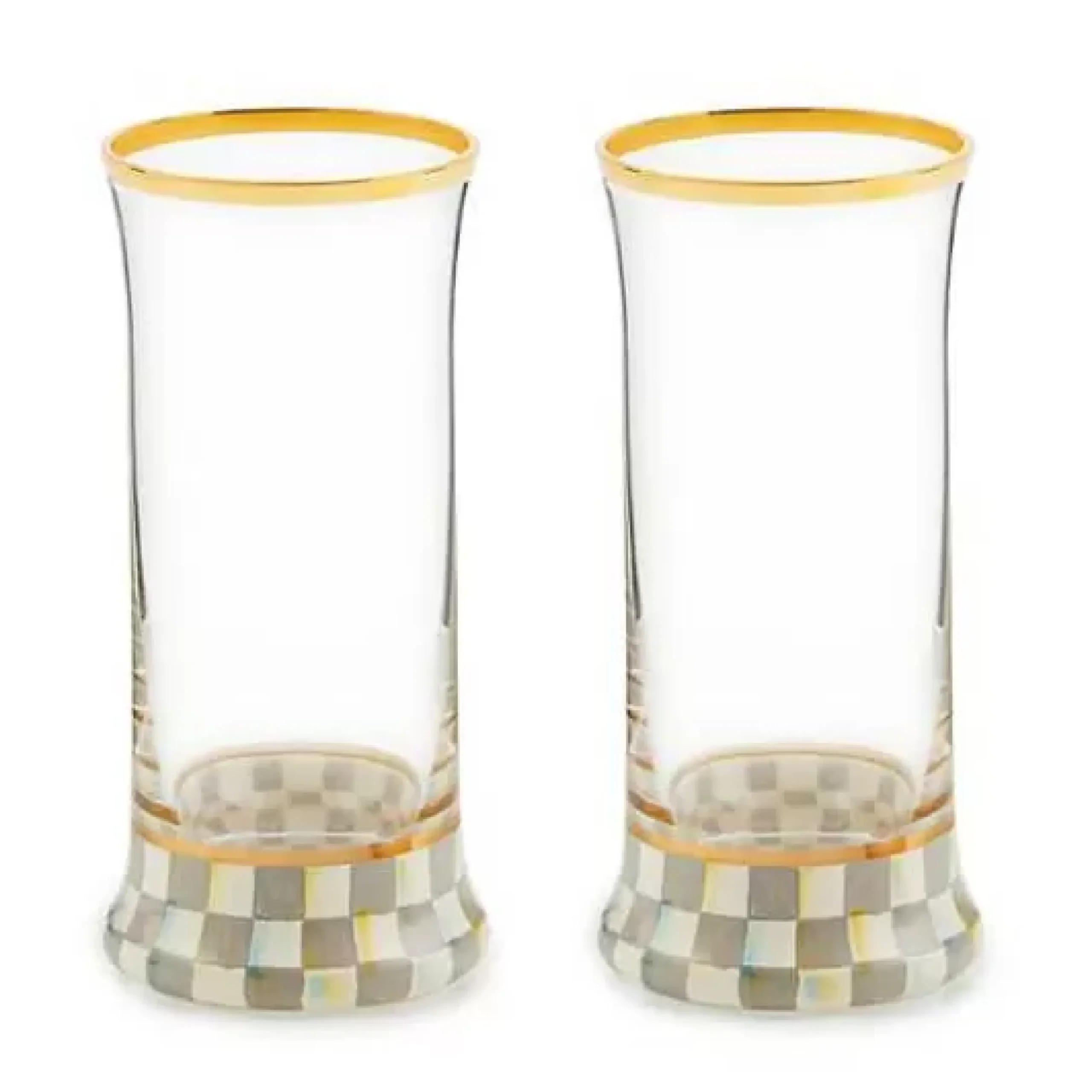 MacKenzie-Childs Sterling Check Highball Glass, Set of 2< Kitchen & Dining Sets|Fall Entertaining