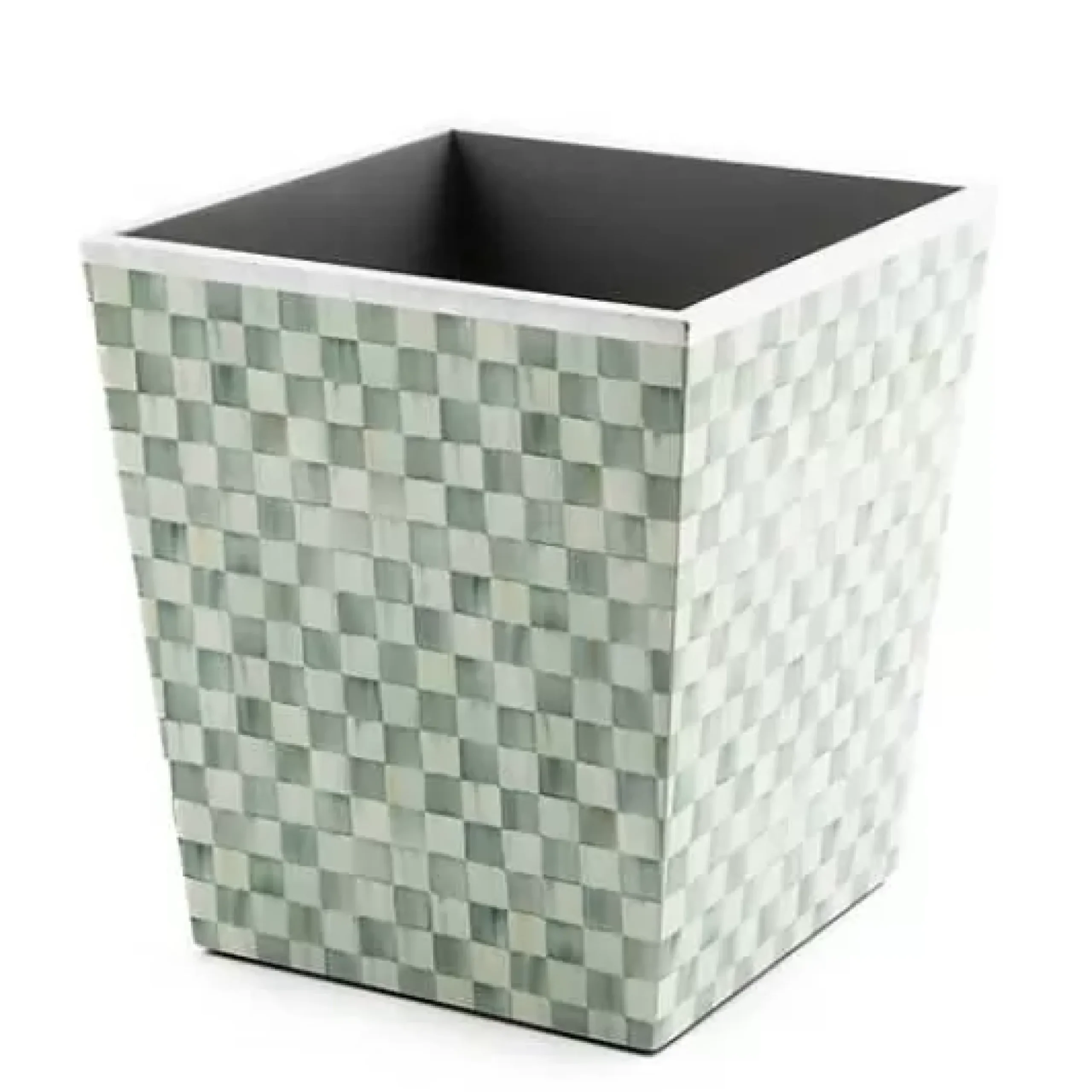 MacKenzie-Childs Sterling Check Lacquer Waste Bin< Bath & Bath Accessories