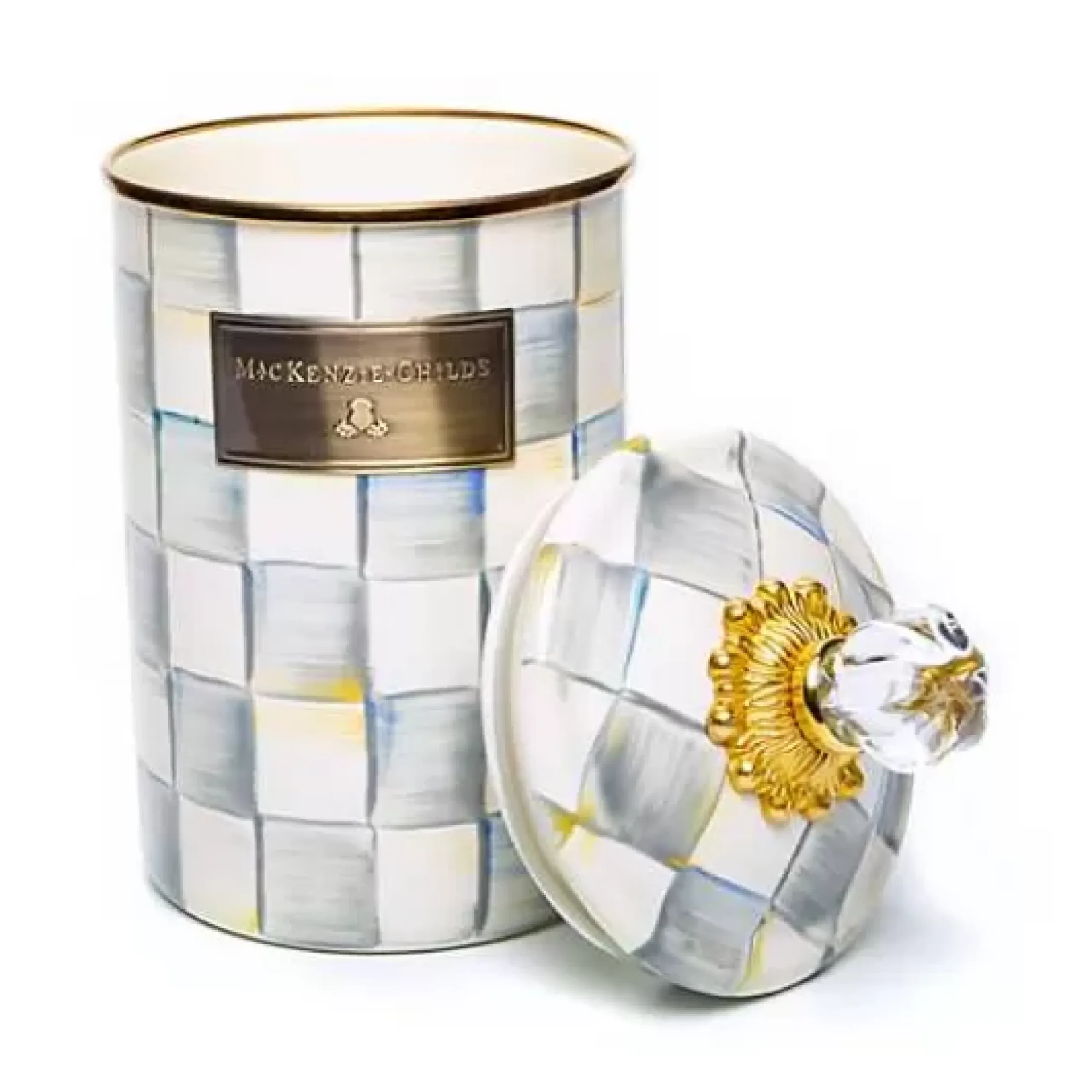 MacKenzie-Childs Sterling Check Large Canister< Room Accents|Kitchen Storage & Organization